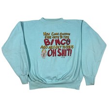 Vintage 1989 Bingo Crewneck Sweatshirt Men  s Size Small Teal 80s USA Pullover
