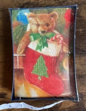 Vintage Unopened box of  Christmas Cards Teddy Bear in stocking 2004 box of 18