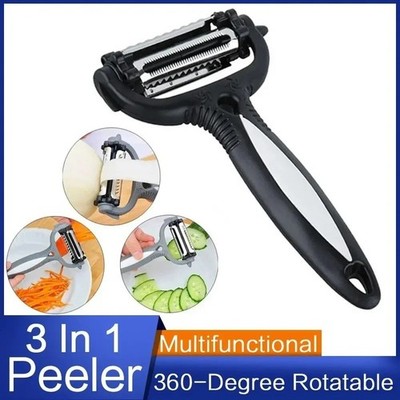3 In 1 Rotary Peeler 360° Vegetable Fruit Cutter Slicer Kitchen Tool USA