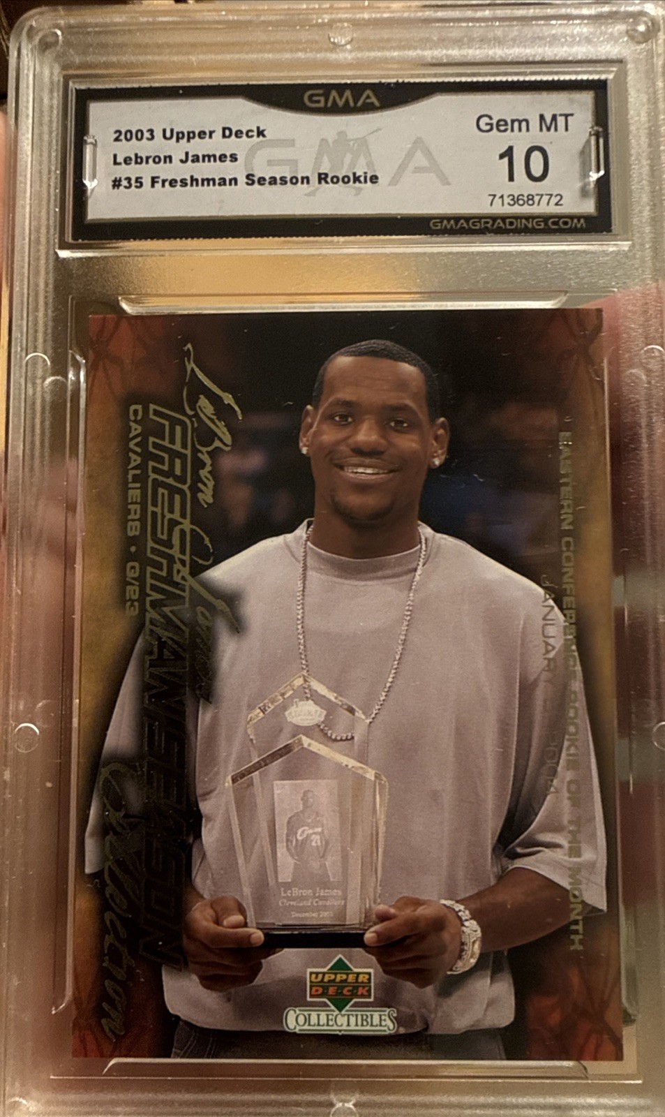 2003 Upper Deck Rookie LeBron James Freshman Season Collectibles #35 GEM Mint 10