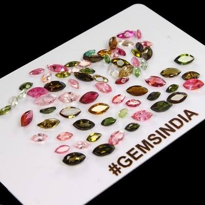Set 72 Pcs Natural Tourmaline Multi Color Vibrant Marquise Gemstones 15.60 Cts