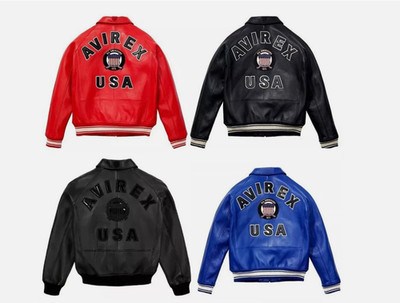 Avirex Men's Sheepskin Leather Flight Bomber Varsity Jacket American Style