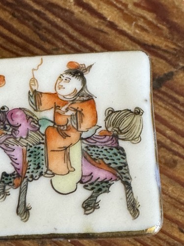 Antique Chinese Small Square Porcelain Salt Cellars Trinket Pill Snuff Box - Picture 4 of 15