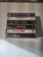 80s Glam Cassette Lot Of 6 Warrant Poison Cinderella Firehouse Great White Lion
