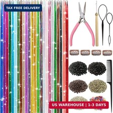 Hair Tinsel, 24 Colors 9800 Strands Hair Tinsel Kit with Tools, Heat Resistant T