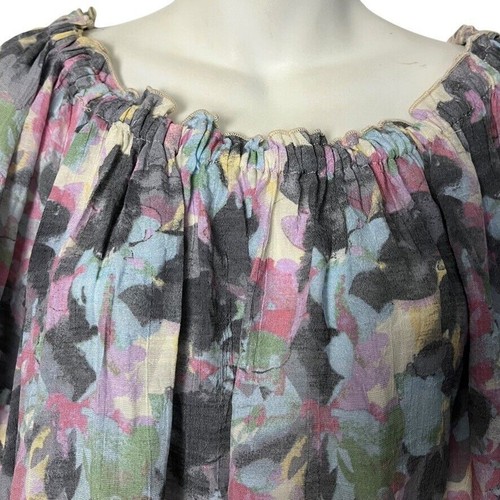 Zac & Rachel Woman Peasant Boho Flare Ruffle 3/4 Sleeve Top Gray Floral 2X NWT - Picture 5 of 16