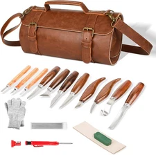 Wood Carving Tools Deluxe Set Case w/ Strap Wood Working Carving Knife FREESHIP