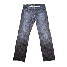7 For All Mankind Blue Slouchy Organic Denim Button Fly Faded Jeans Mens Size 34