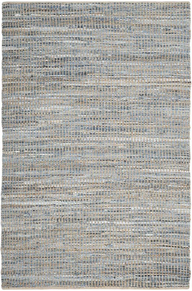 Cape Cod Collection Area Rug - 5' x 8', Natural & Blue, Handmade Flat Weave C... - Image 2 of 4