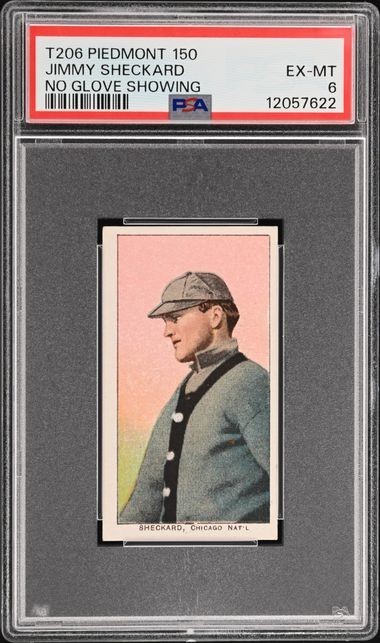 1909-11 T206 Jimmy Sheckard No Glove Showing PSA 6 EX-MT Piedmont 150 Cubs