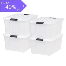 45Qt. Plastic Storage Bins with Lids, Stackable Storage Containers, Totes,4 Pack