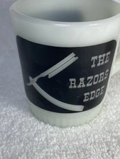 Vintage 5/8 Dubl Duck Goldedge Straight Razor Edge Milk Glass Coffee USA Fire