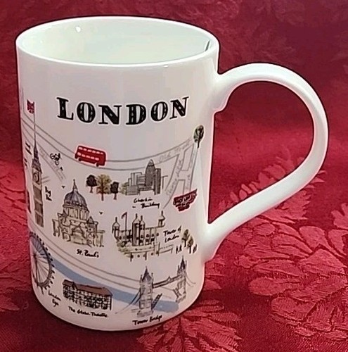 Alice Tait 2008 London Map Souvenir Coffee Tea Cup Mug Temple Island Collection - Picture 2 of 12