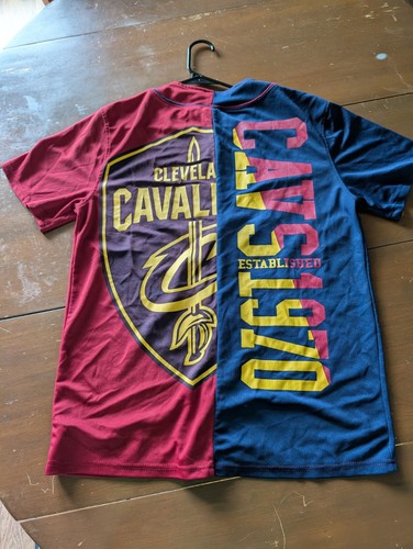 NBA Cleveland Cavaliers Two-Tone Button Up MENS LARGE Navy Blue Maroon GameDay - Picture 1 of 4