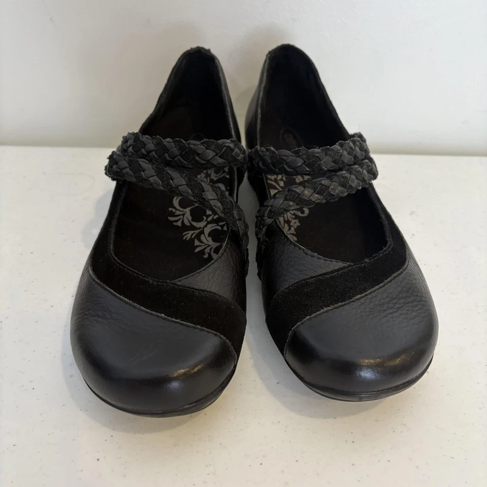 Zapatos Aetrex para mujer talla 7 negros Mary Jane correa trenzada cuero superior EF450W Foto 3 de 4