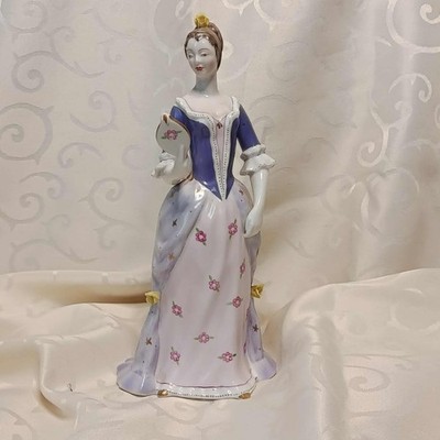 Vintage Hollóházi Porcelain Mirror Lady   Hand-Painted, Excellent Condition