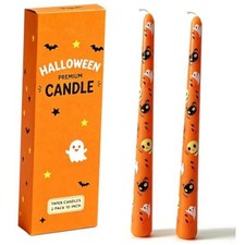 Taper Candles Halloween, 10 Inch Orange Tall Candle Set of 2