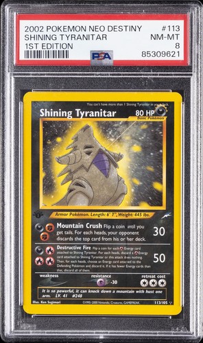 Shining Tyranitar (1st Edition) graded PSA 8 for sale on eBay