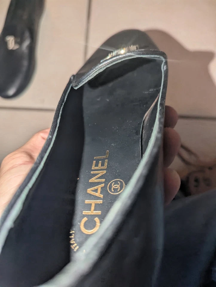 Chanel Mocasines Auténticos Negros Mocasines Cuero Talla 36 Foto 2 de 4