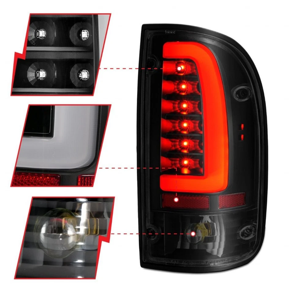 ANZO For Toyota Tacoma 1995-2004 Tail Lights LED Black Housing Smoke Lens (Pair) - Image 3 of 4
