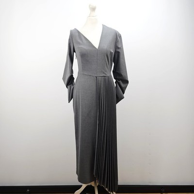 John Lewis Midi Dress Grey A.W.A.K.E Mode  Pleated Asymmetric UK 12 BNWT
