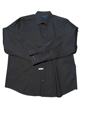 Perry Ellis Men's XL Black Button Down Dress Shirt Non Iron Cotton Long Sleeve