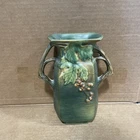 Rare Vintage ROSEVILLE BUSHBERRY VASE #33-8 Double Handle Art Pottery Green 1948