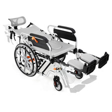 3 in 1 Commode Shower Chair with Wheels Wheelchair Tray Footrest,180  Reclining