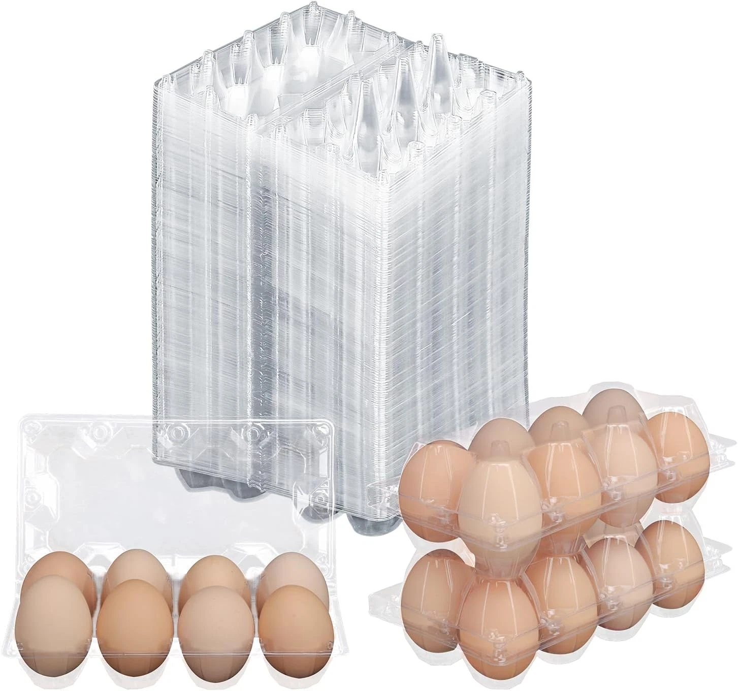 150 Pack Bulk Egg Cartons, Clear Plastic Chicken Egg Holders, Egg Tray Carton Ho
