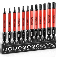 12-Piece Impact Security Torx Bit Set T5-T40, Magnetic High Torque Bits