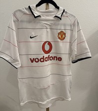 Nike Manchester United Vodafone Away Soccer Jersey White 03-05 VTG Men’s Sz S