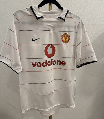 Nike Manchester United Vodafone Away Soccer Jersey White 03-05 VTG Men s Sz S