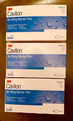 3M Cavilon No Sting Skin Barrier Film 1 ML Sterile 3344 NEW 3 BX/ 30 EA EXP2028