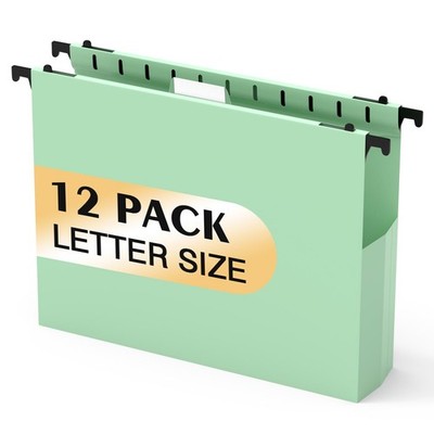 Extra Capacity Plastic Hanging File Folders, Hanging Folders, 12 Pack Reinfor...