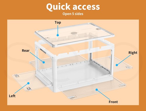 Storage Box Plastic Stackable Container Clothes Wardrobe Organiser 5 Side Open - Picture 5 of 12