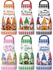 Bencailor 6 Pcs Spring Kitchen Aprons with Pockets Flower Rooster Bee Butterfly