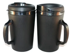 2 Foam Insulated 34 oz ThermoServ Travel Mugs Black