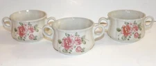 Gibson Roseland Three Double Handled Soup Servers - Cottage Chic or Dining Room
