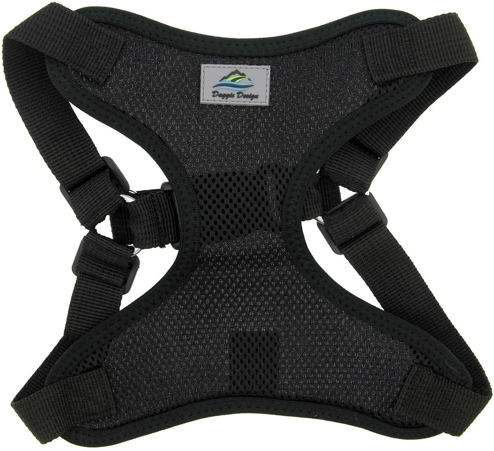Dog Harness Adjustable Control, Soft Choke-Free Mesh Vest - Black (XS)