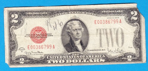 1928-G $2 United States Red Seal Note