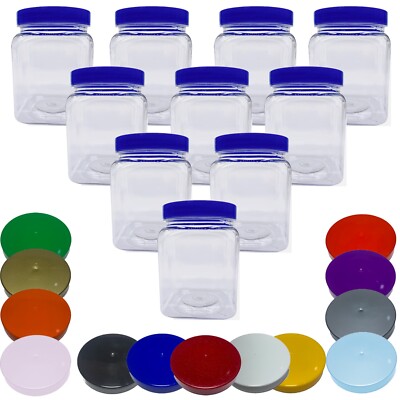 10 x 450 ml Quadratische Kunststoff Vorratsgläser Küche/Garage Organisation 11 Farben