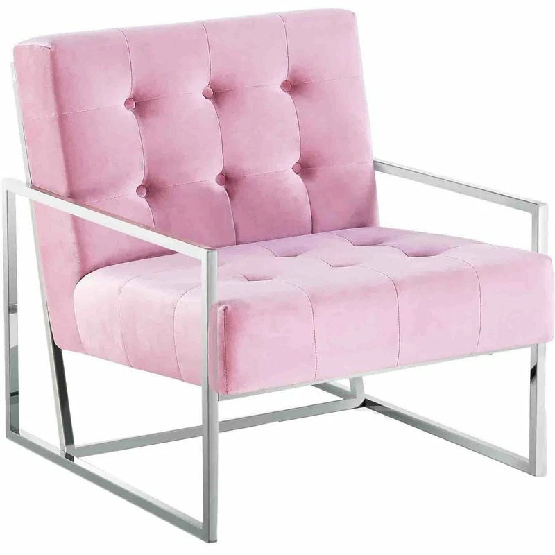 Pink chair with silver legs sale