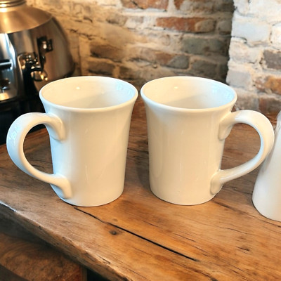 Whte Ceramic Coffee Mugs 12-16 oz Lg Coffee Shop Style Java Joe Simplicity