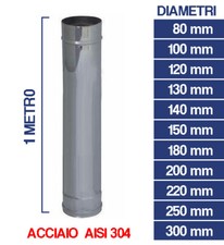 TUBO STUFA PELLET CAMINO IN ACCIAIO INOX AISI 304 PER CANNA FUMARIA 1 MT 24426V