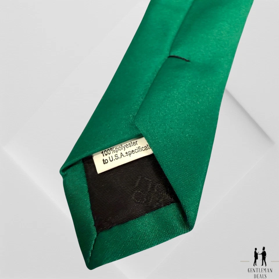 Corbata de cuello Vesuvio Napoli verde liso satinado 61 x 3,5 para hombre Foto 3 de 4
