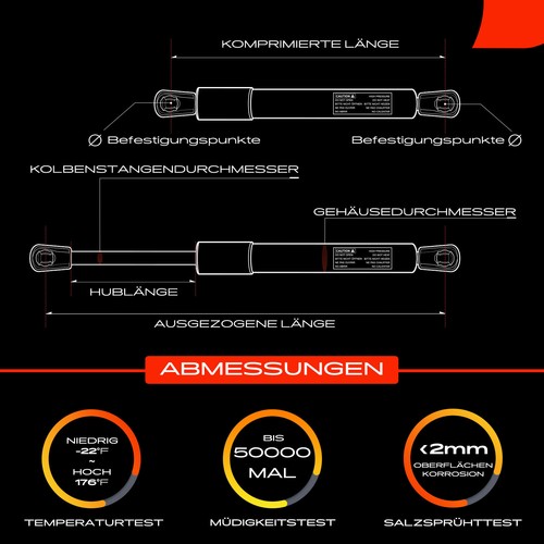 2 molle a gas ammortizzatore portellone 500 mm per Vw Polo 9N coda spiovente anno 2001-2009 - Foto 3 di 8