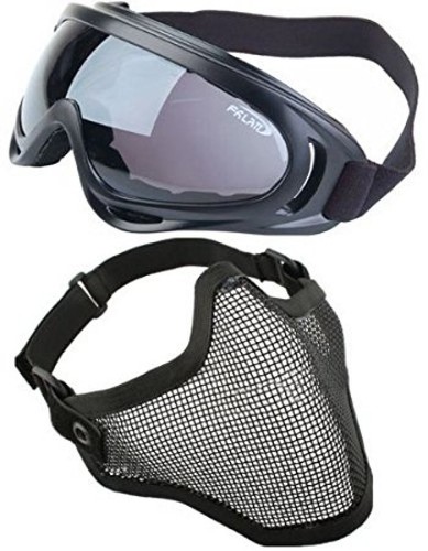 2 in 1 Protection Steel Mesh Face Mask with X400 UV Goggles Airsoft Paintball 2 in 1 Protection Steel Mesh Face Mask with X400 UV Goggles Airsoft Paintball