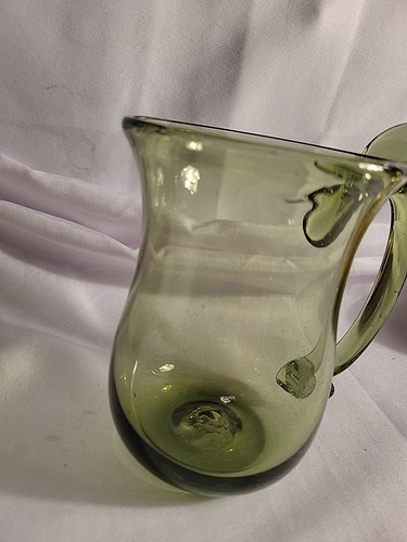 Vintage Hand Blown Jamestown Glasshouse Green Tankard Mug Stein 2 Cup Capacity - Picture 2 of 8