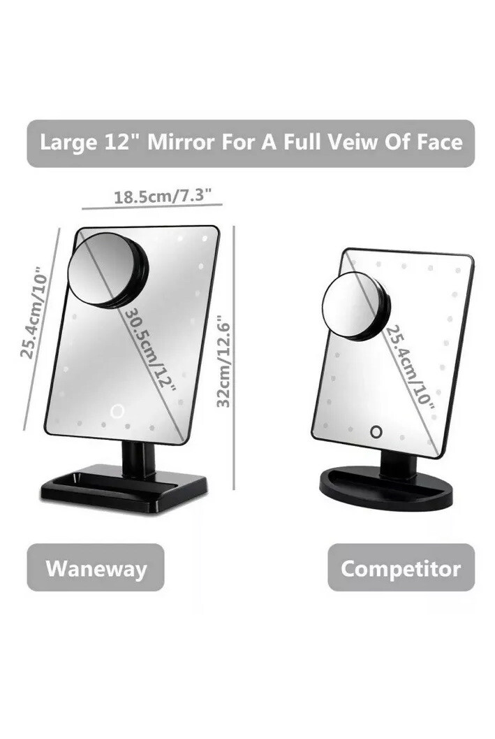 Waneway 12 Inch Screen Vanity Dressing Table Mirror With 24 Led Lights Black For Sale Online Ebay