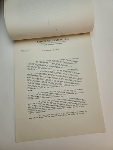 THE GIRL FROM RIO / 1939 signed contract agreement regarding actor Alan Baldwin - Picture 3 of 7